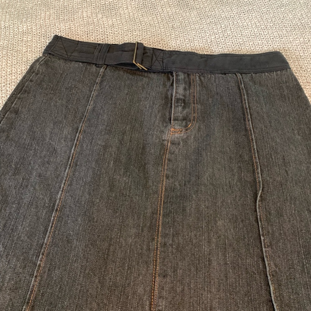 Y2K 90s Faded Glory Black Denim Skirt front slit